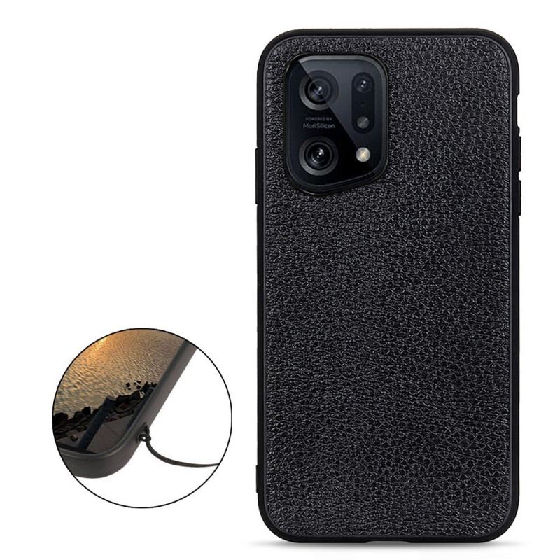 Coque Oppo Find X5 Véritable Cuir Litchi