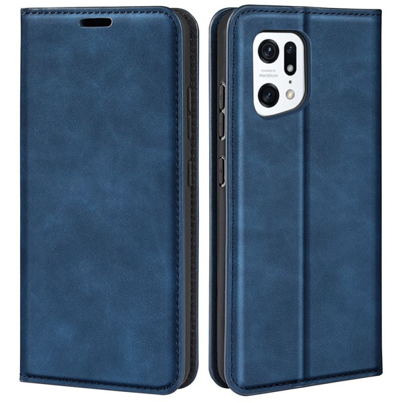 Flip Cover Oppo Find X5 Effet Cuir Douceur Soie