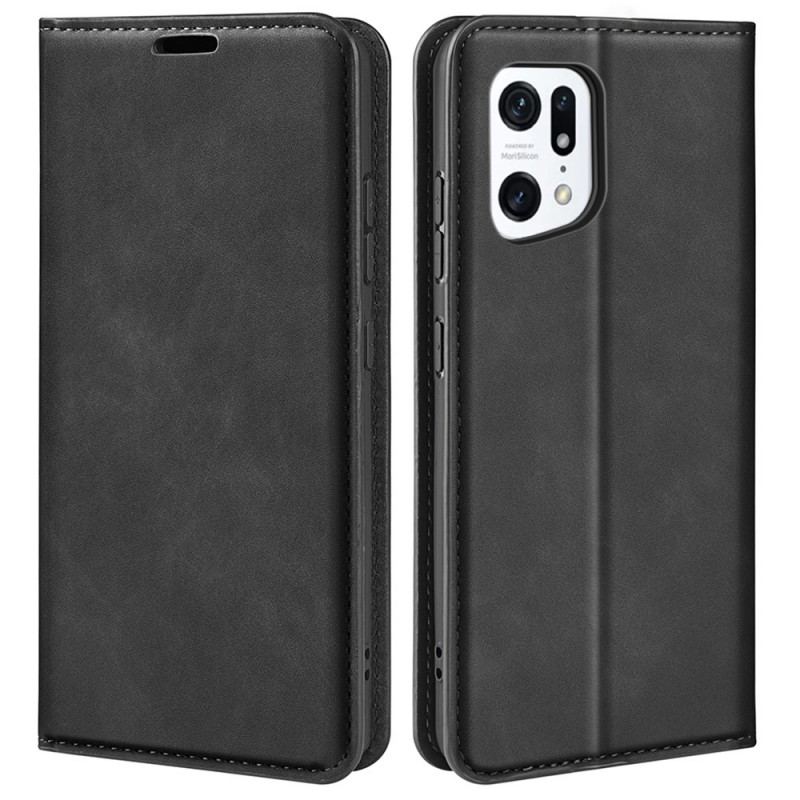 Flip Cover Oppo Find X5 Effet Cuir Douceur Soie