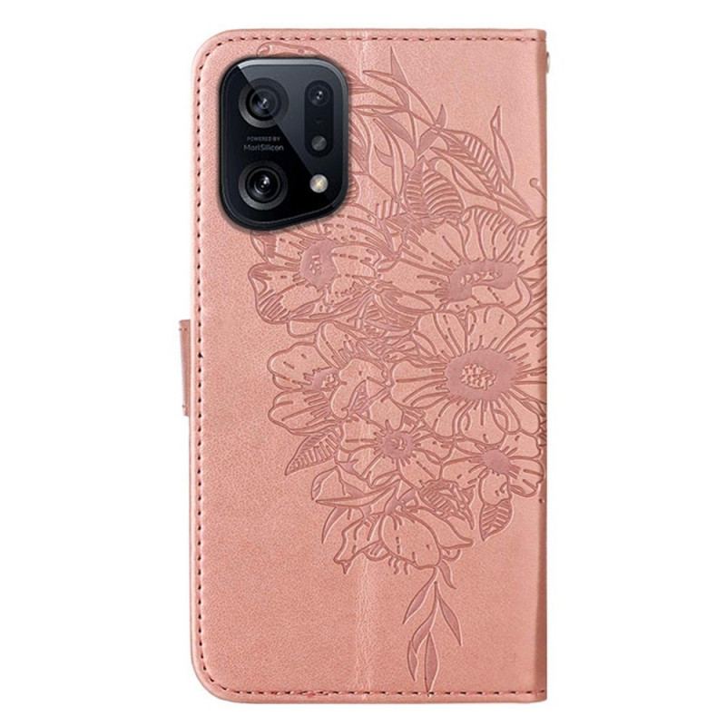 Housse Oppo Find X5 Papillon Design avec Lanière