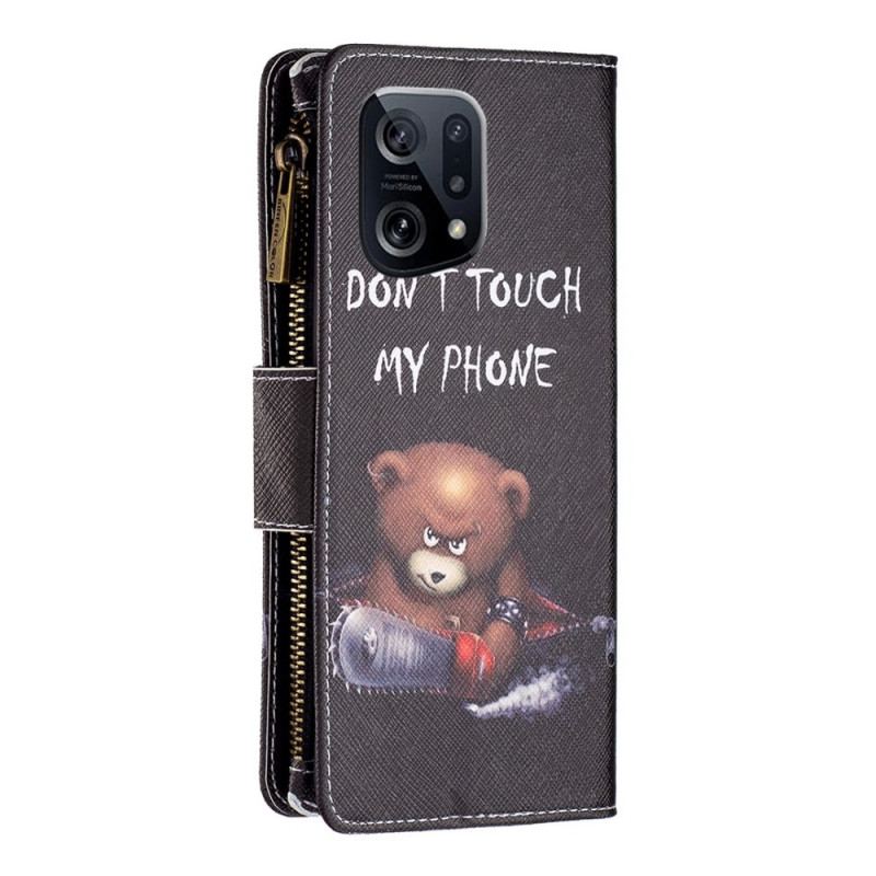 Housse Oppo Find X5 Poche Zippée Ours