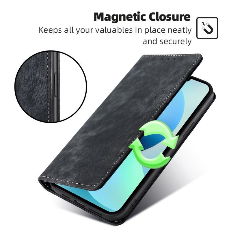 Flip Cover Realme 12 Plus 5G Effet Daim Blocage RFID