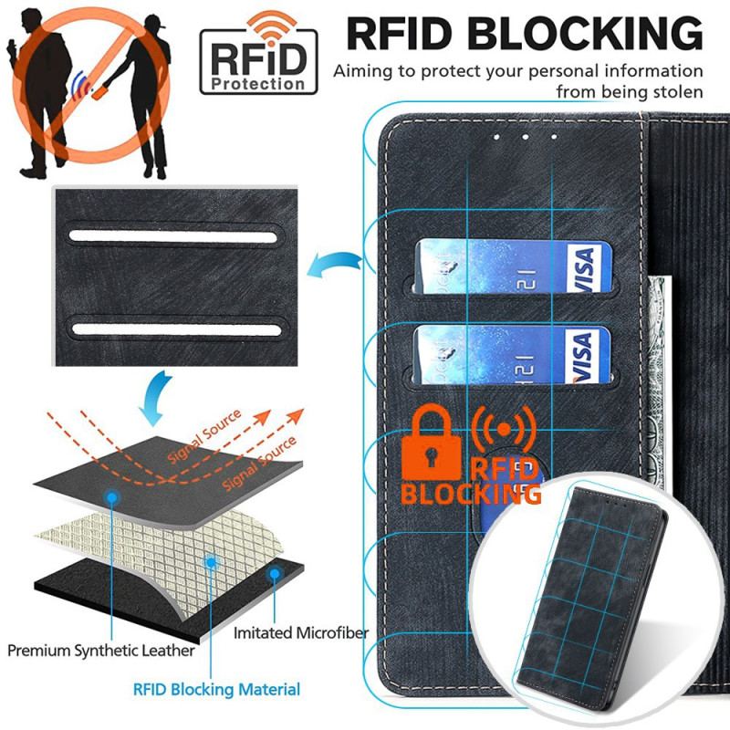 Flip Cover Realme 12 Plus 5G Effet Daim Blocage RFID