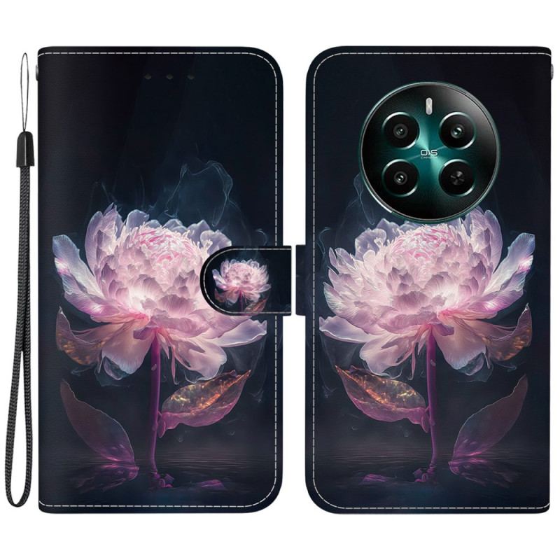 Housse Realme 12 Plus 5G Pivoine Pourpre à Lanière