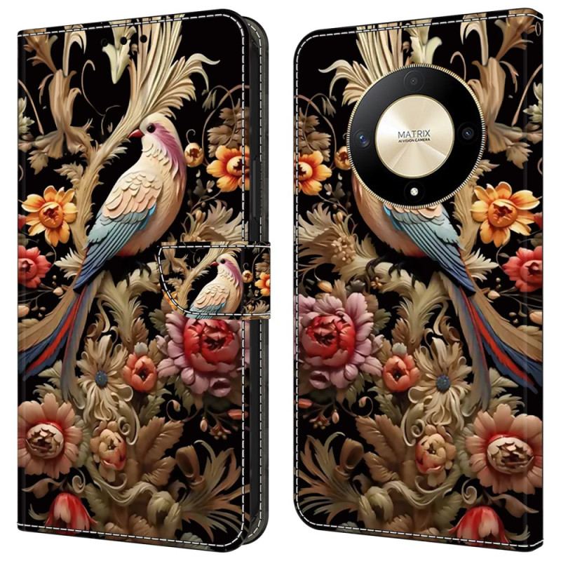 Housse Honor Magic 6 Lite / X9b Fleur et Oiseau Vintage