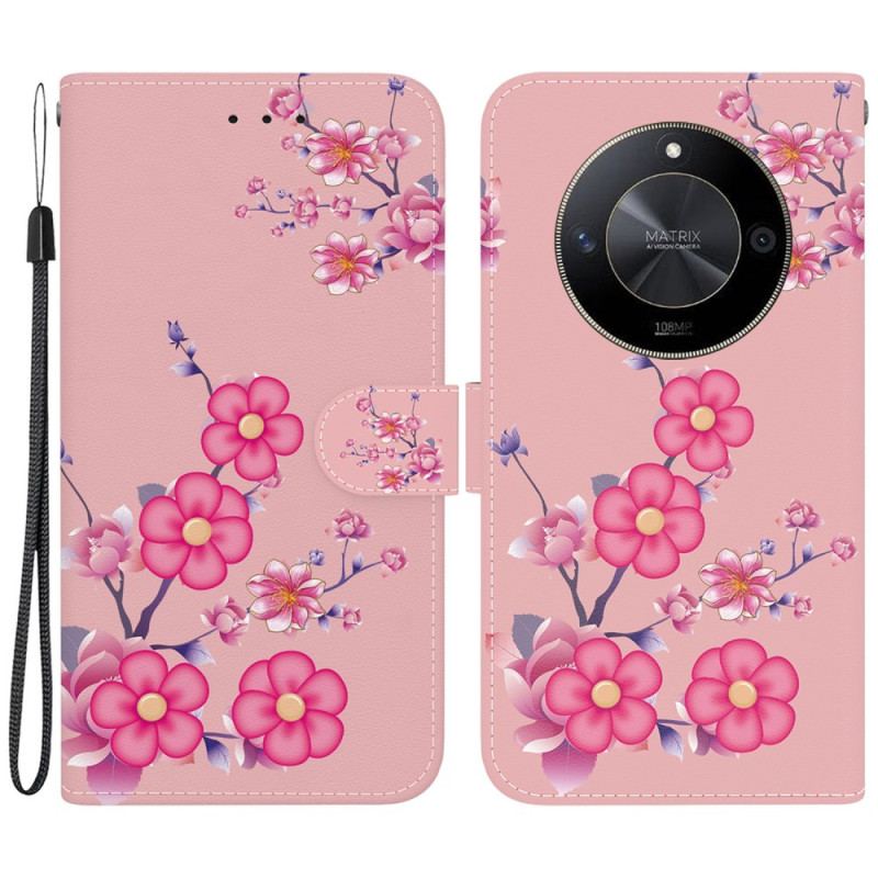 Housse Honor Magic 6 Lite / X9b Motif Sakura à Lanière