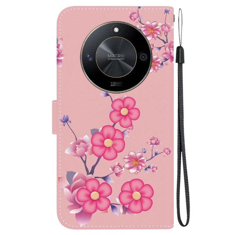 Housse Honor Magic 6 Lite / X9b Motif Sakura à Lanière