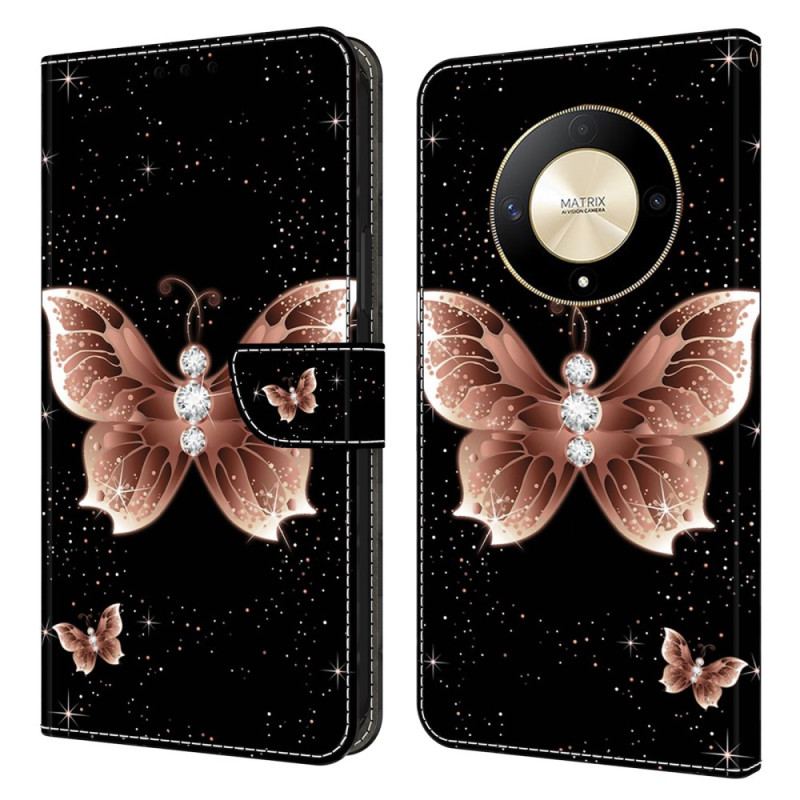 Housse Honor Magic 6 Lite / X9b Papillon Diamants Roses