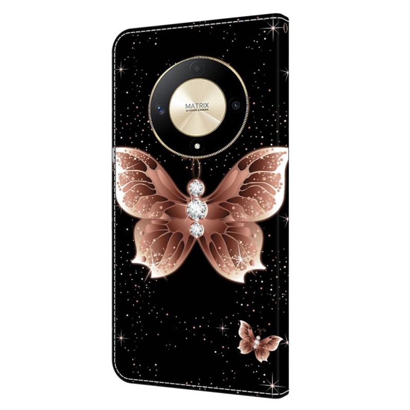 Housse Honor Magic 6 Lite / X9b Papillon Diamants Roses