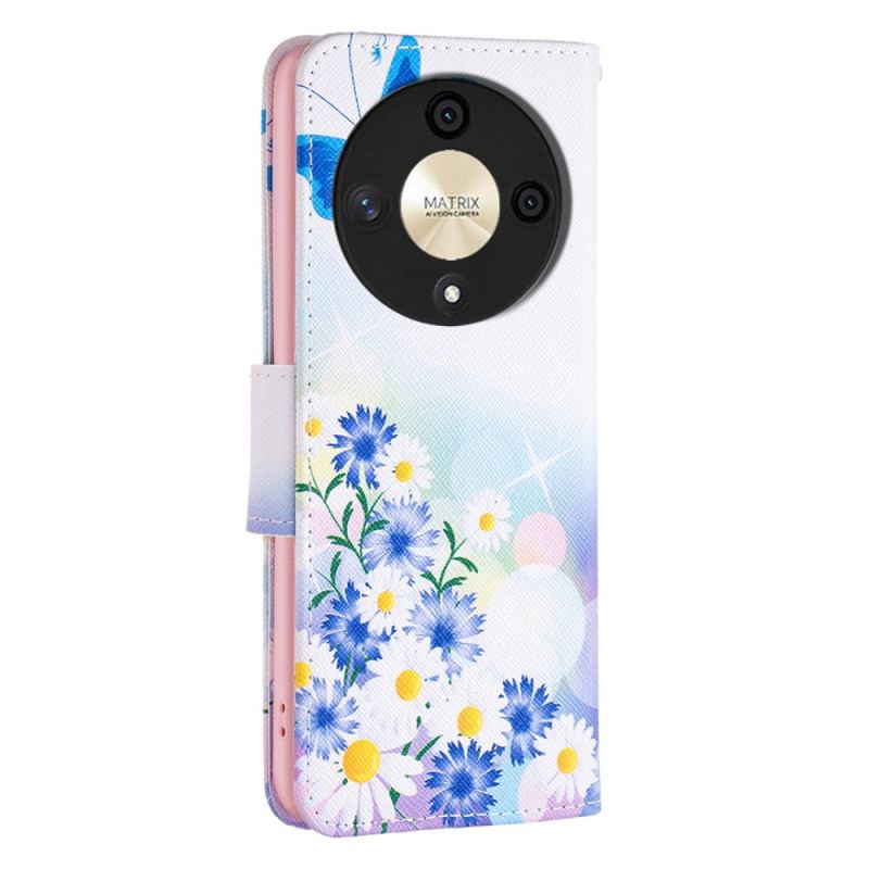 Housse Honor Magic 6 Lite / X9b Papillon et Fleurs Aquarelle