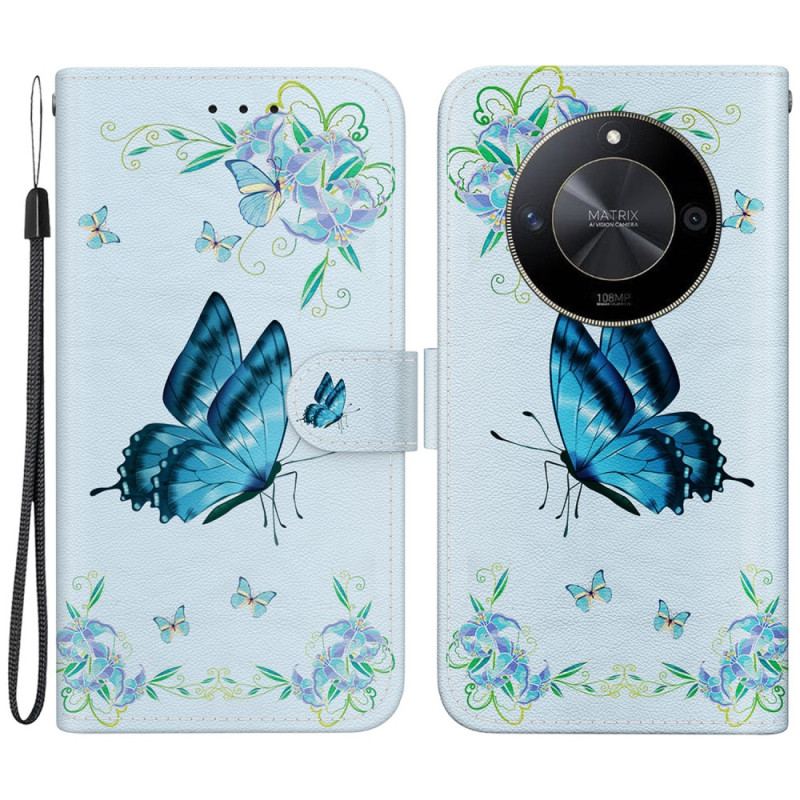 Housse Honor Magic 6 Lite / X9b Papillons Bleus et Fleurs