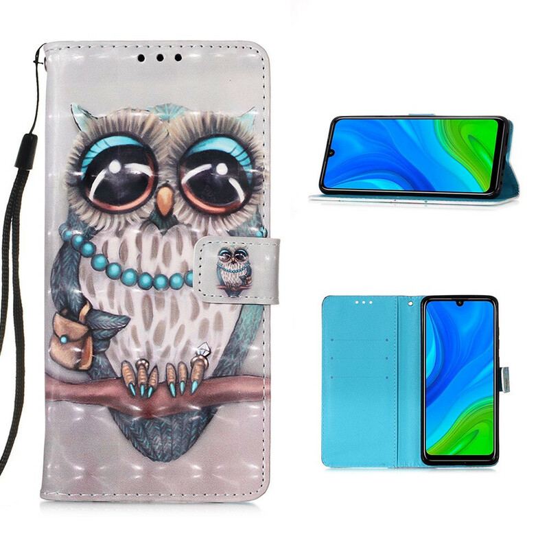 Housse Huawei P Smart 2020 Miss Hibou à Lanière