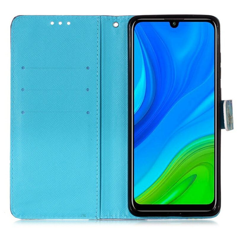 Housse Huawei P Smart 2020 Papillons Dorés à Lanière