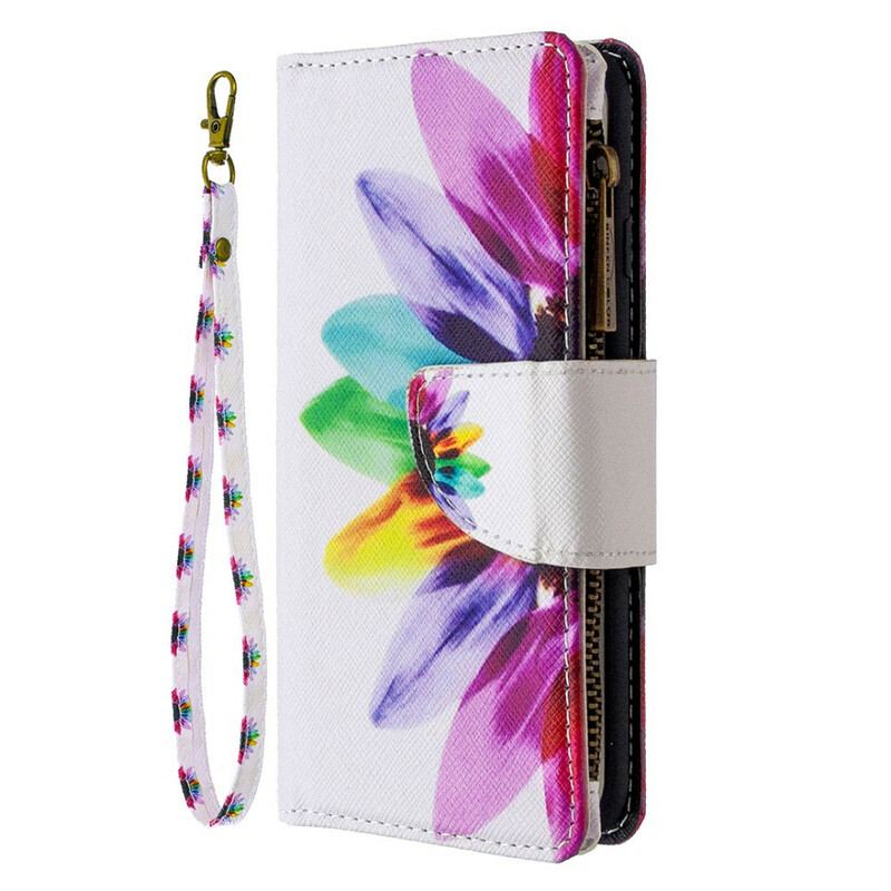 Housse Huawei P Smart 2020 Poche Zippée Fleur