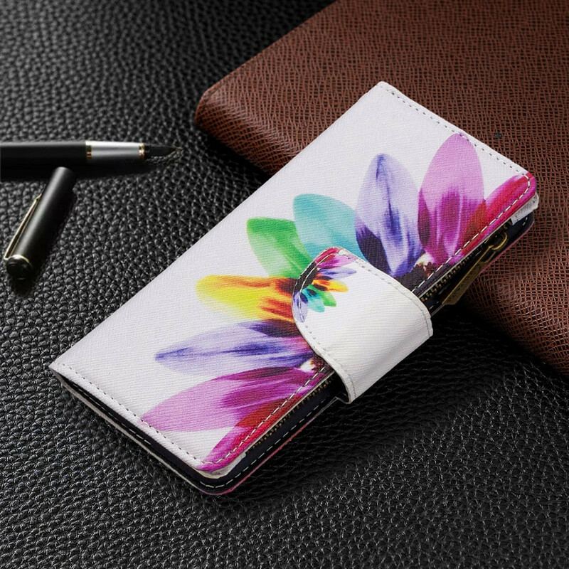 Housse Huawei P Smart 2020 Poche Zippée Fleur