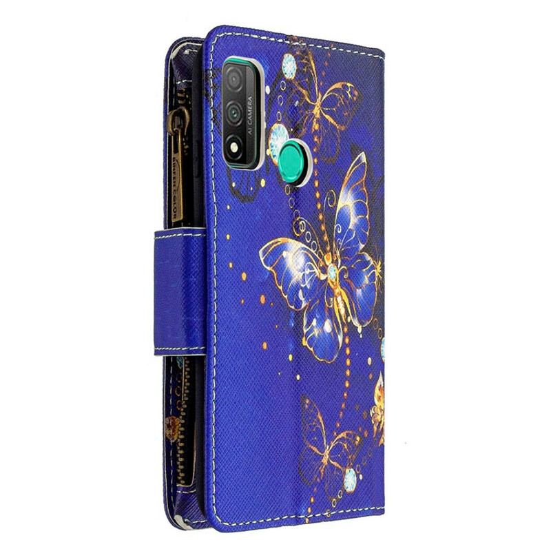 Housse Huawei P Smart 2020 Poche Zippée Papillons