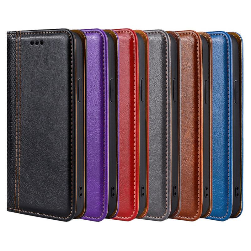 Flip Cover Moto E40 / E30 / E20 Cuir Litchi Fendu Coutures