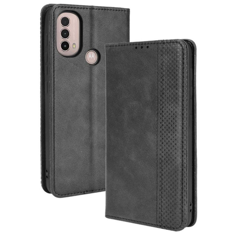 Flip Cover Moto E40 / E30 / E20 Effet Cuir Vintage Stylisé