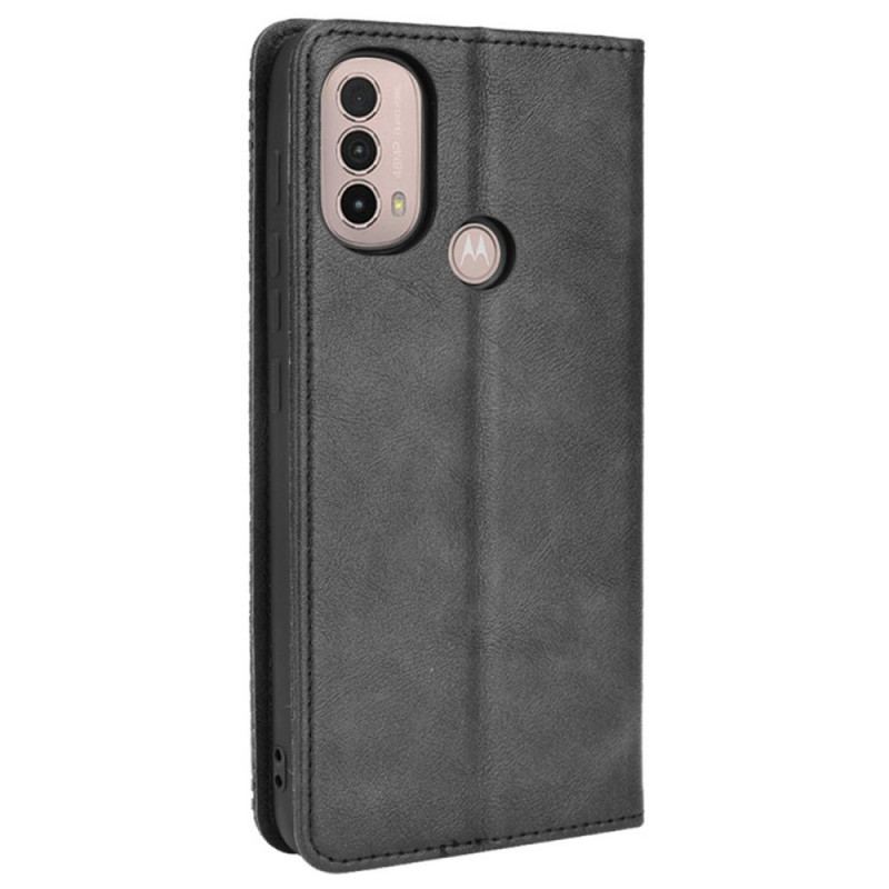 Flip Cover Moto E40 / E30 / E20 Effet Cuir Vintage Stylisé