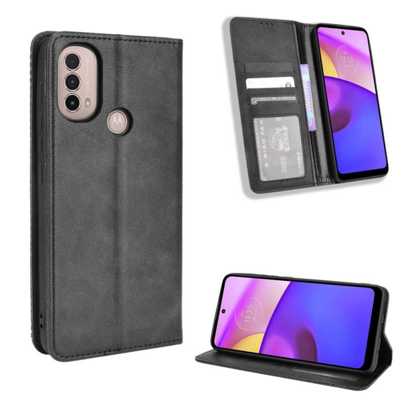 Flip Cover Moto E40 / E30 / E20 Effet Cuir Vintage Stylisé