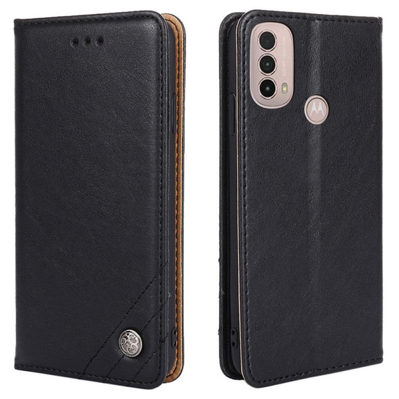 Flip Cover Moto E40 / E30 / E20 Style Cuir Rivet