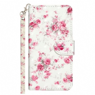 Housse Xiaomi 14T Fleurs Roses à Lanière