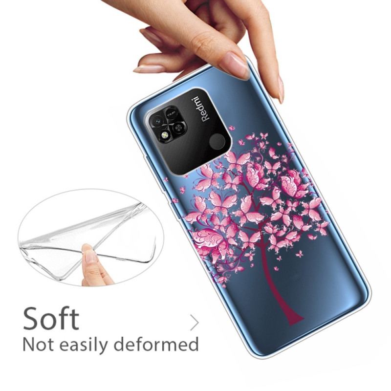 Coque Xiaomi Redmi 10A Transparente Arbre Rose