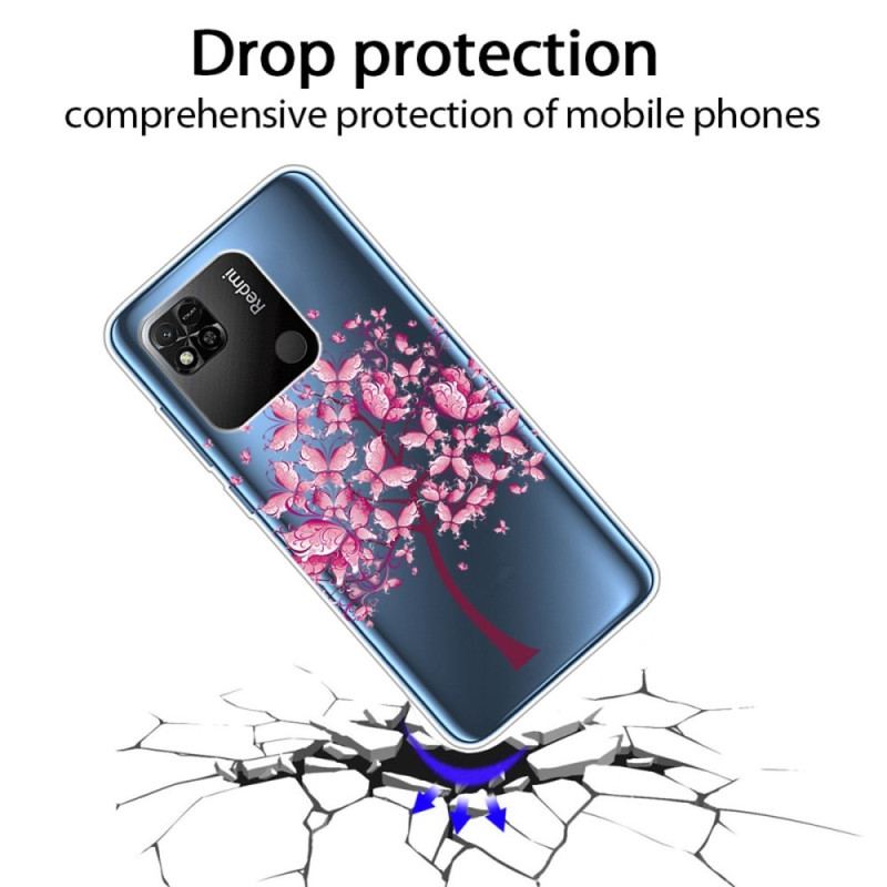 Coque Xiaomi Redmi 10A Transparente Arbre Rose