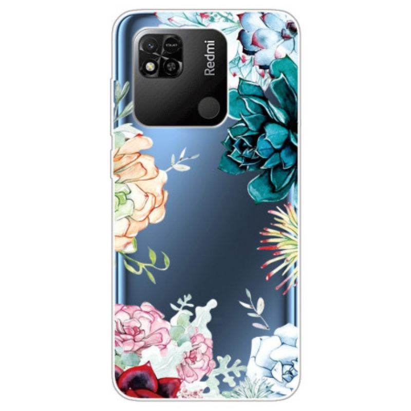 Coque Xiaomi Redmi 10A Transparente Fleurs Aquarelle