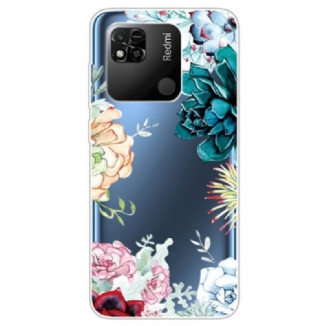 Coque Xiaomi Redmi 10A Transparente Fleurs Aquarelle