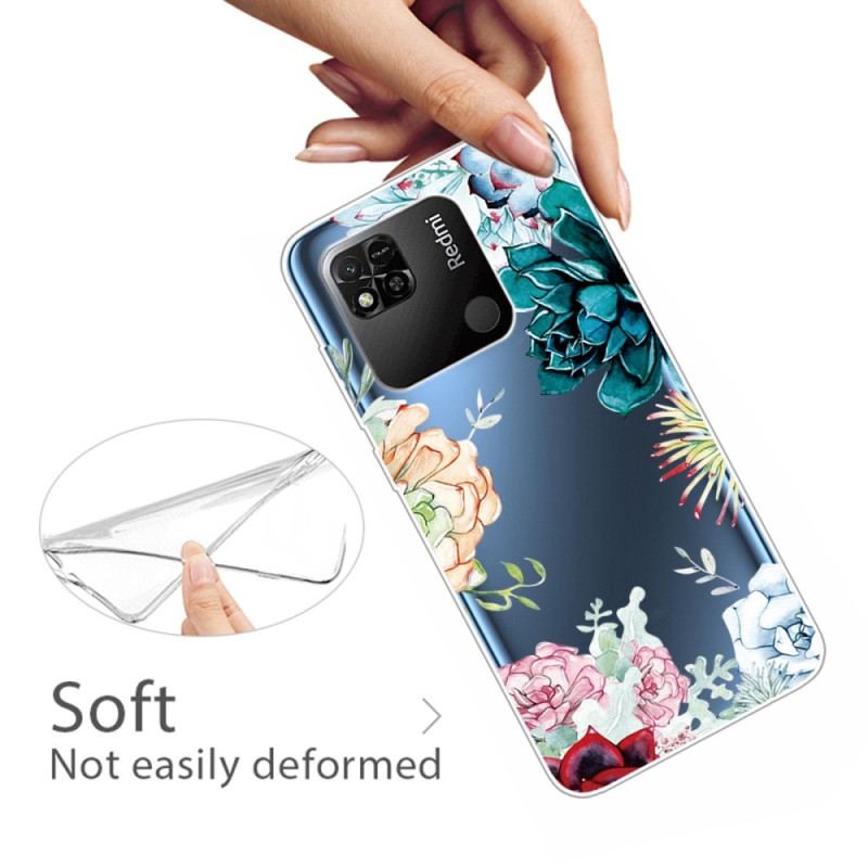 Coque Xiaomi Redmi 10A Transparente Fleurs Aquarelle