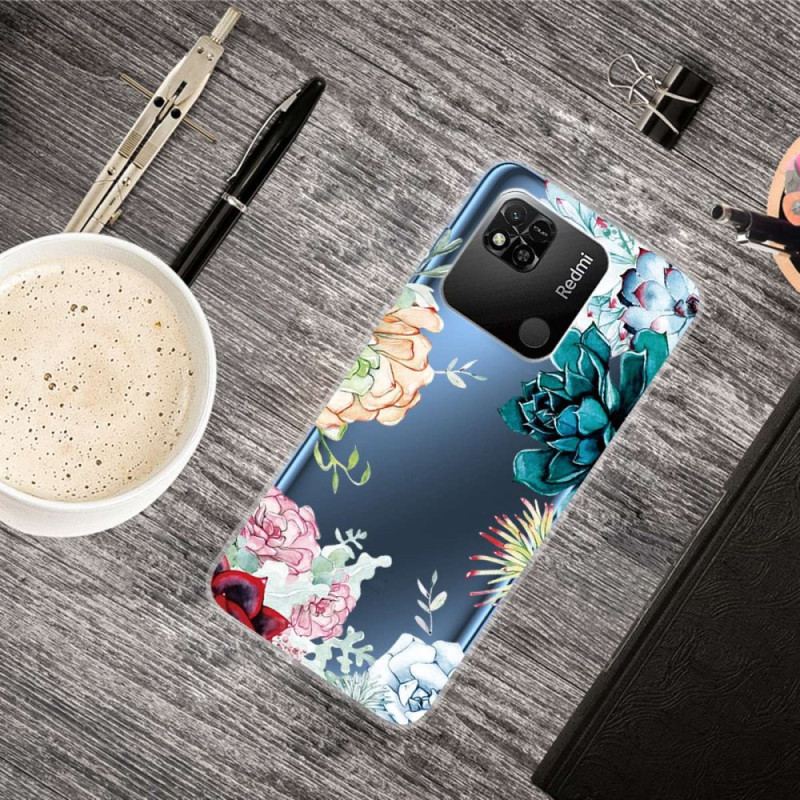 Coque Xiaomi Redmi 10A Transparente Fleurs Aquarelle