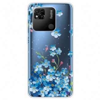 Coque Xiaomi Redmi 10A Transparente Fleurs Bleus