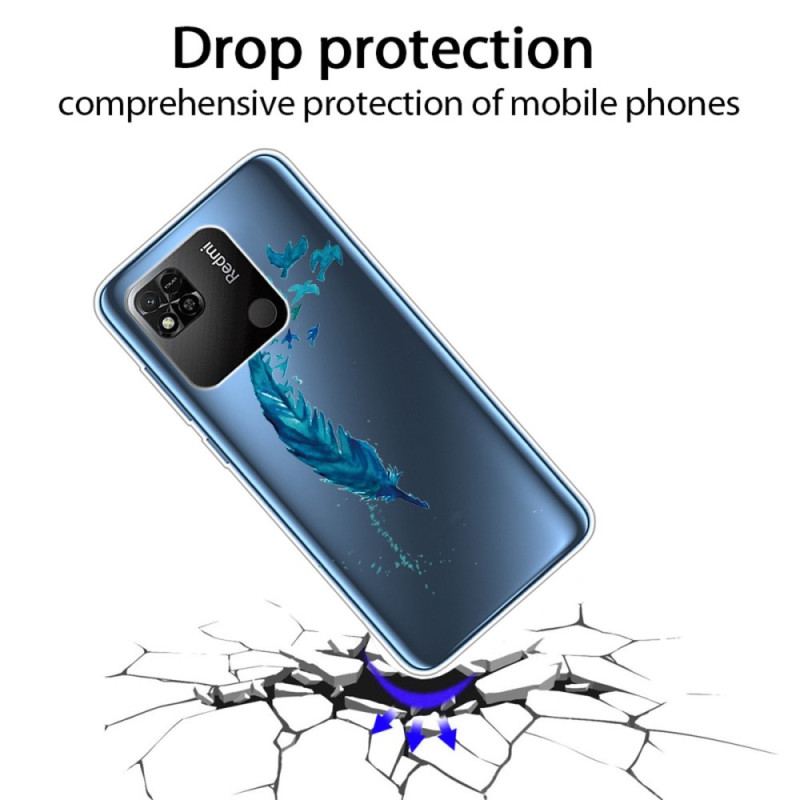 Coque Xiaomi Redmi 10A Transparente Plume Bleue