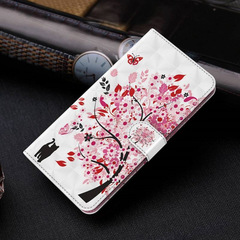 Housse Xiaomi Redmi 10A Arbre Rose à Lanière