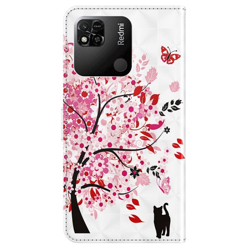 Housse Xiaomi Redmi 10A Arbre Rose à Lanière