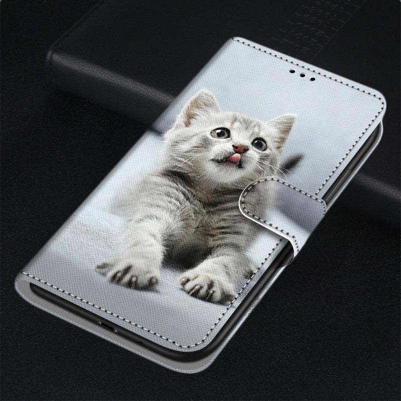 Housse Xiaomi Redmi 10A Chaton Blanc à Lanière