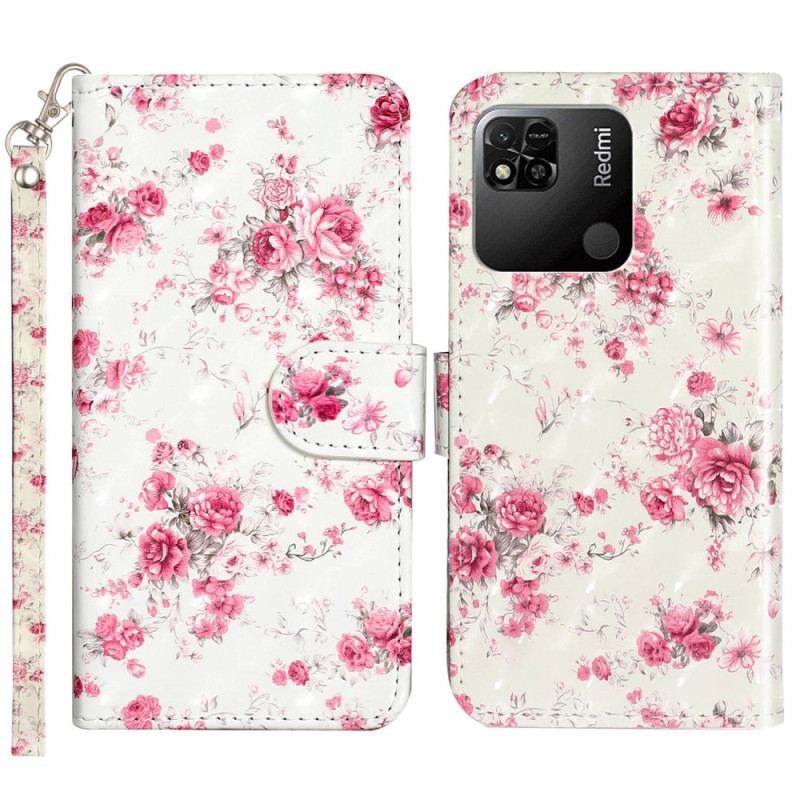 Housse Xiaomi Redmi 10A Fleurs Liberty à Lanière