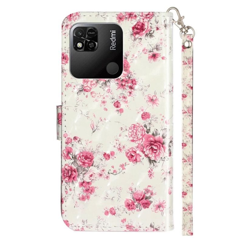 Housse Xiaomi Redmi 10A Fleurs Liberty à Lanière