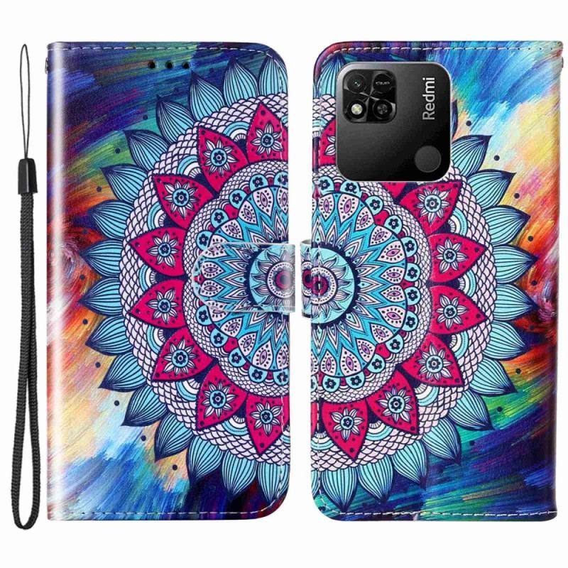 Housse Xiaomi Redmi 10A Mandala Coloré à Lanière