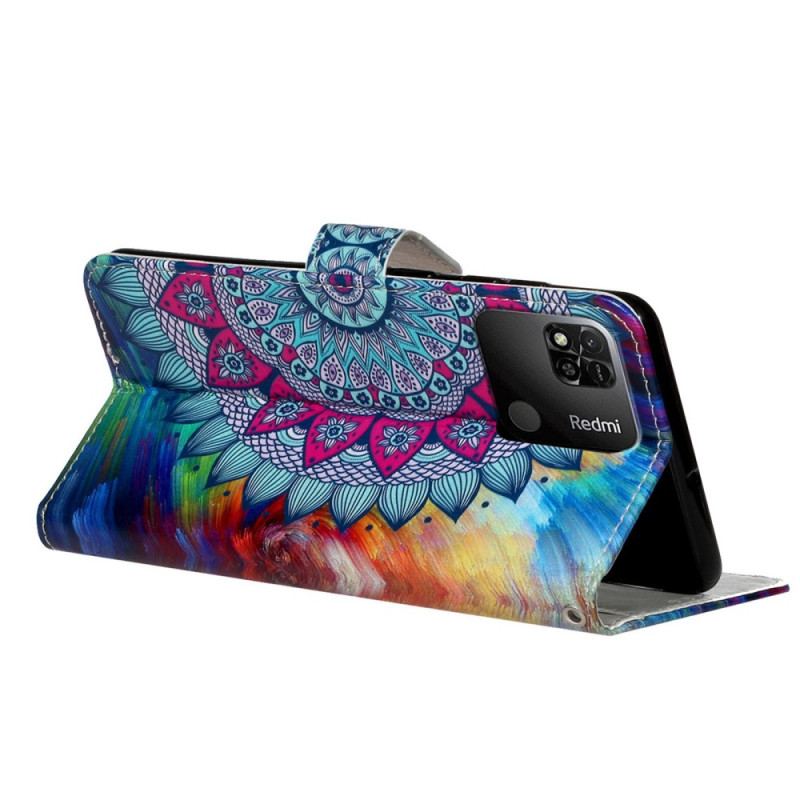 Housse Xiaomi Redmi 10A Mandala Coloré à Lanière