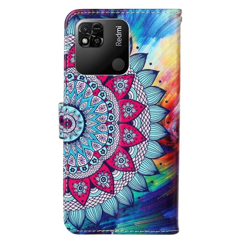 Housse Xiaomi Redmi 10A Mandala Coloré à Lanière