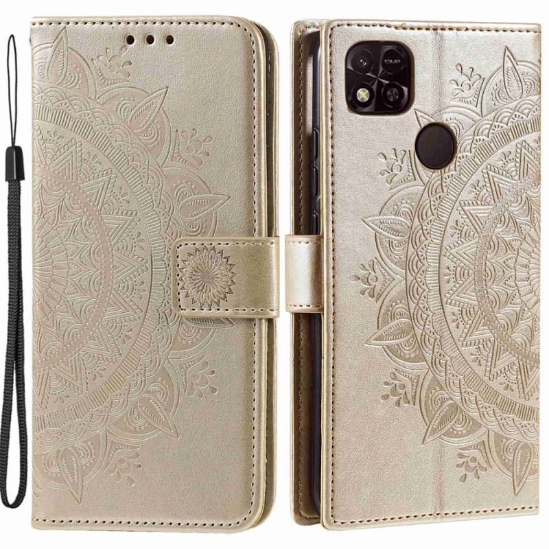 Housse Xiaomi Redmi 10A Mandala Soleil avec Lanière