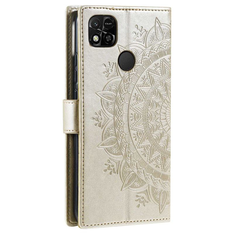 Housse Xiaomi Redmi 10A Mandala Soleil avec Lanière