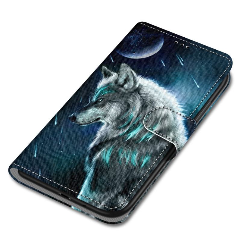 Housse Xiaomi Redmi 10A Motif Loup à Lanière