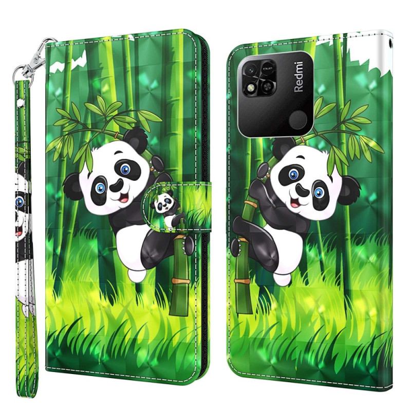 Housse Xiaomi Redmi 10A Panda Bambou à Lanière