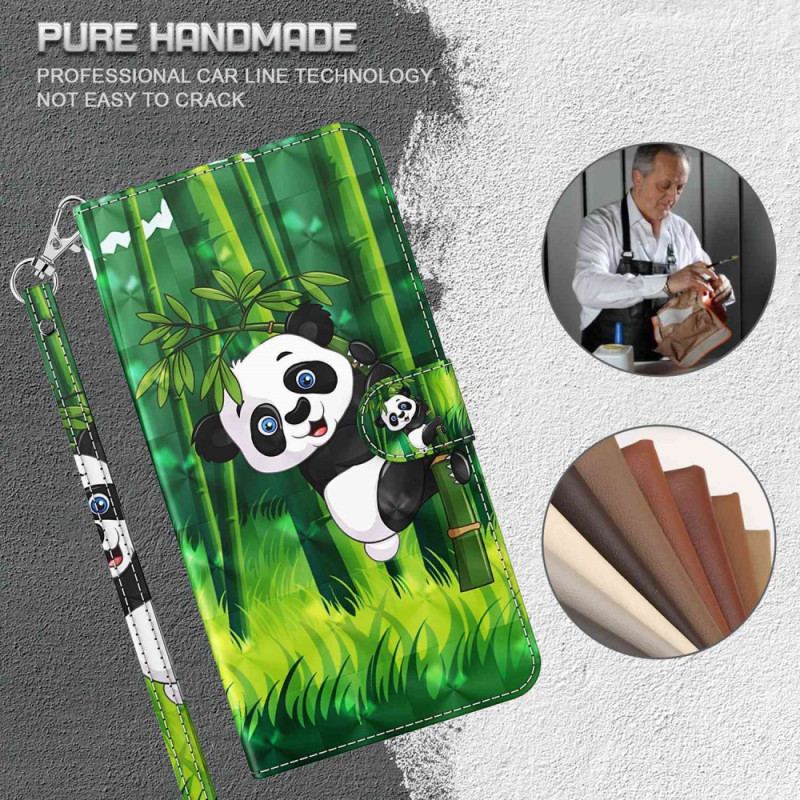 Housse Xiaomi Redmi 10A Panda Bambou à Lanière