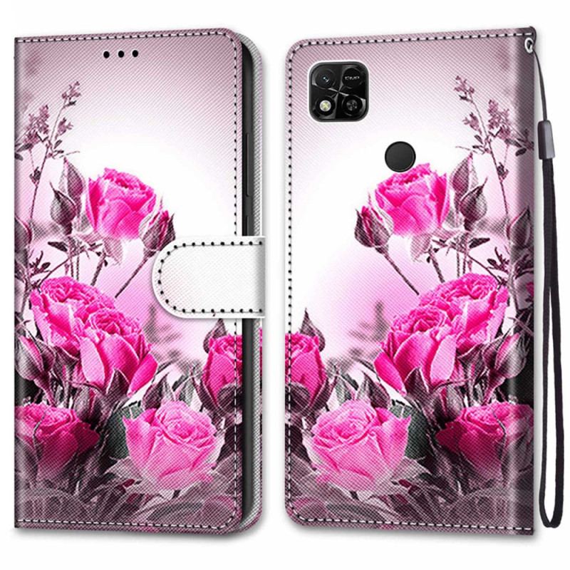 Housse Xiaomi Redmi 10A Roses à Lanière