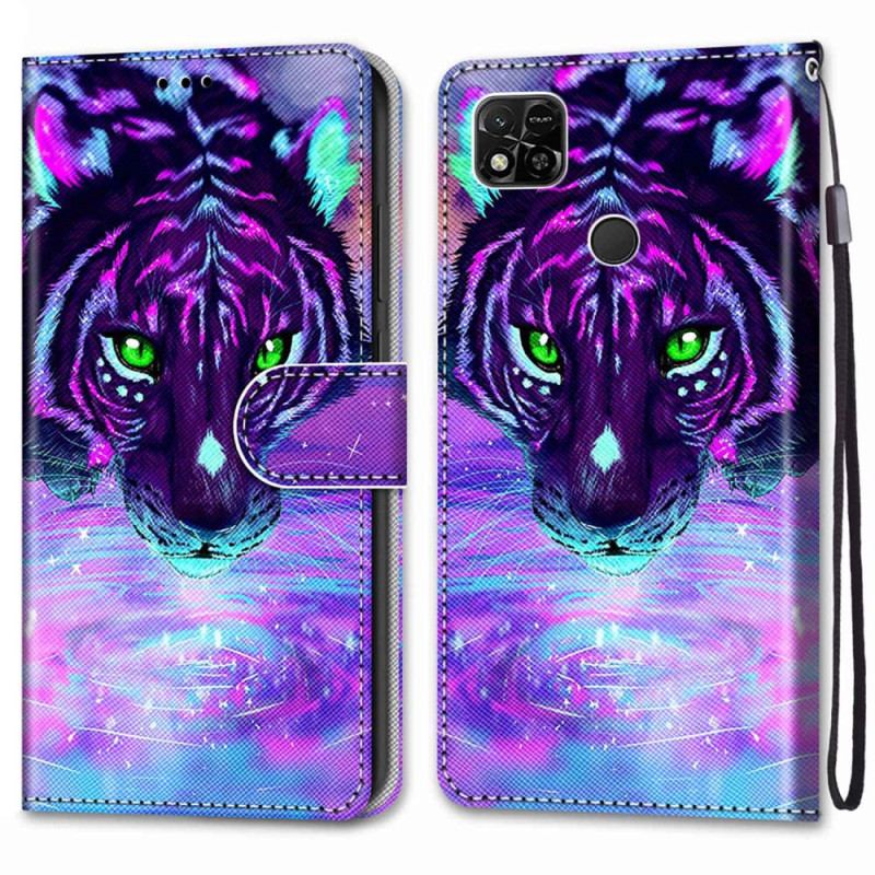 Housse Xiaomi Redmi 10A Tigre Fluo à Lanière