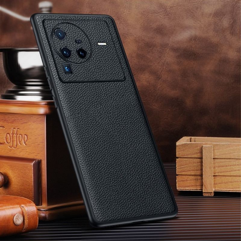 Coque Vivo X80 Pro Cuir Litchi Véritable